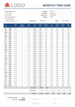 Monthly Time Card Calculator