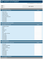 Net Worth Statement Template