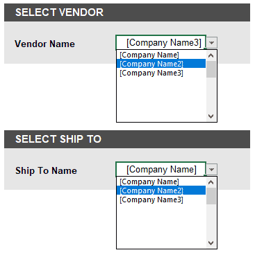PO Vendor List & Ship To List