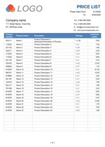 Price LIst Template Demo Image