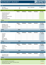 Retirement Budget Spreadsheet