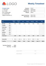 Weekly Excel Timesheet Demo Image
