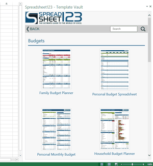 Spreadsheet123 Template Vault (app for Office 2013 - 2016)